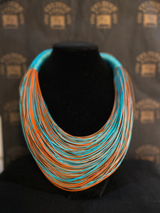 Turquoise and Orange Colombian Necklace