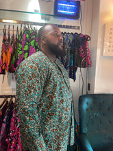 Load image into Gallery viewer, Amari long sleeve teal and brown dashiki
