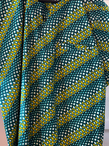 short sleeve green and yellow diamond pattern dashiki
